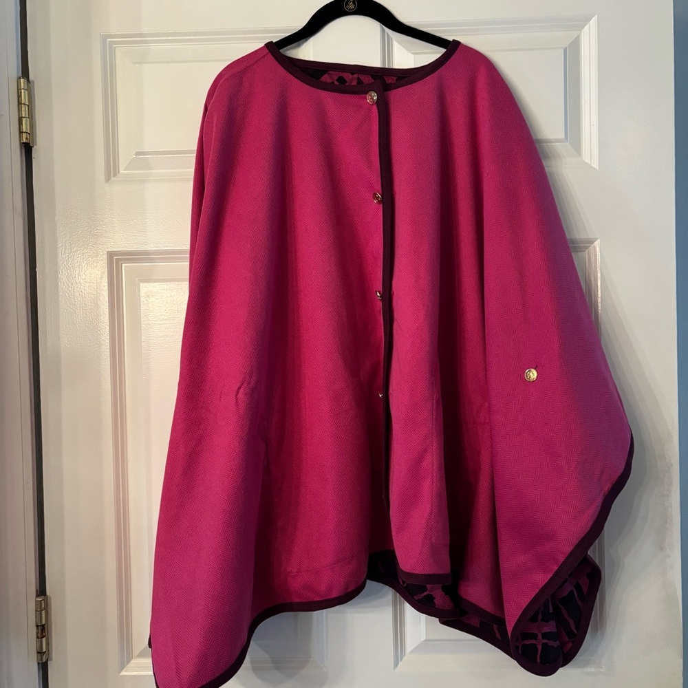 Christian Siriano for C. Wonder Reversible Pink and Patterned Women's Poncho